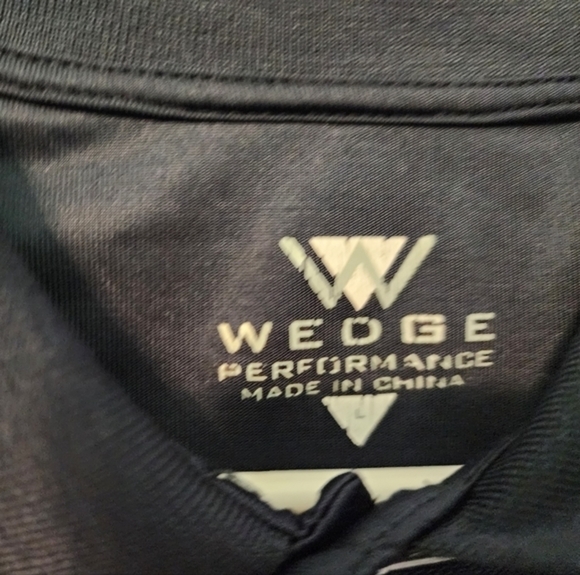 Navy Striped Pique Men's Collared Polo 3 top‎ buttons. Large - Picture 4 of 10